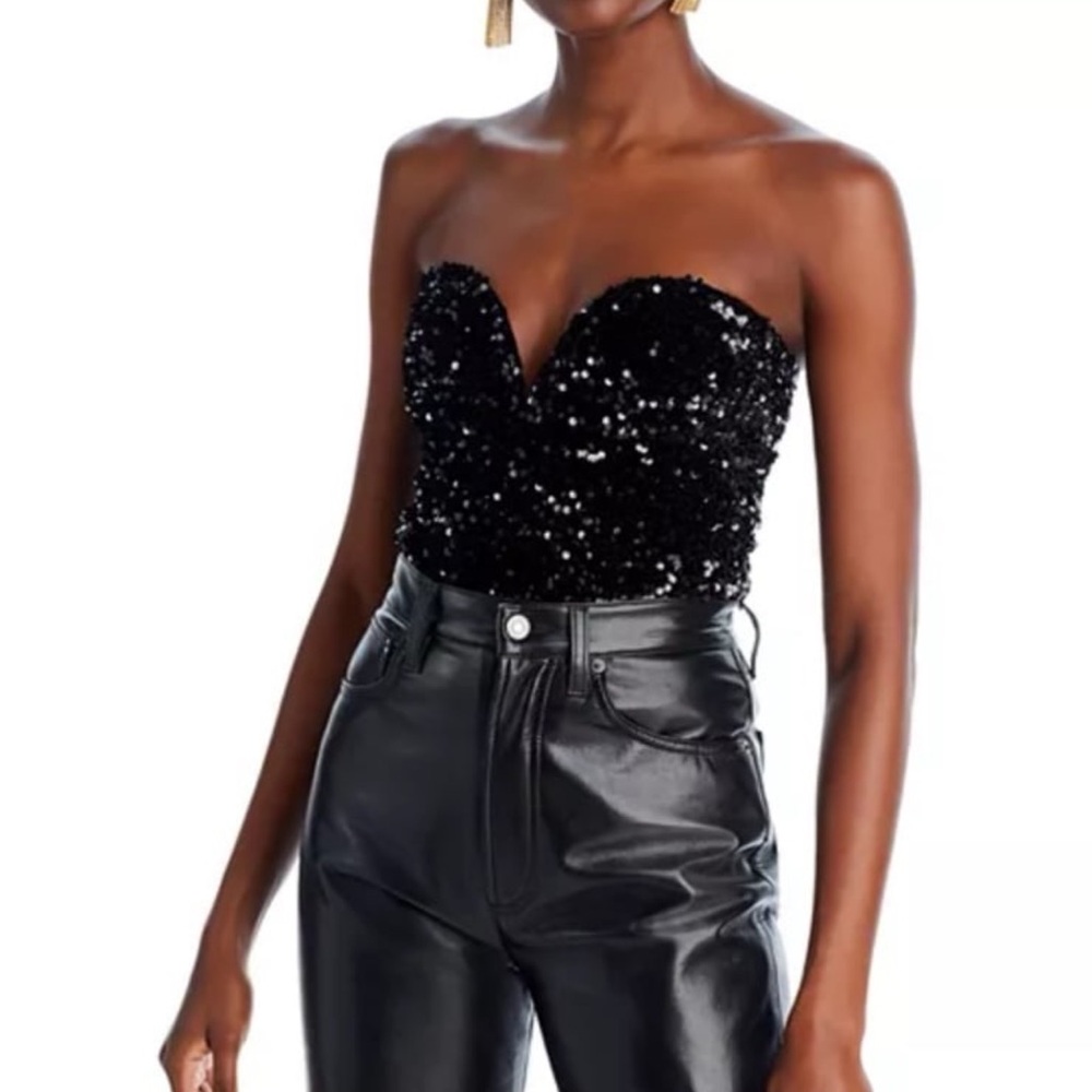 AQUA Sequined Bustier Top - Bloomingdales Exclusive